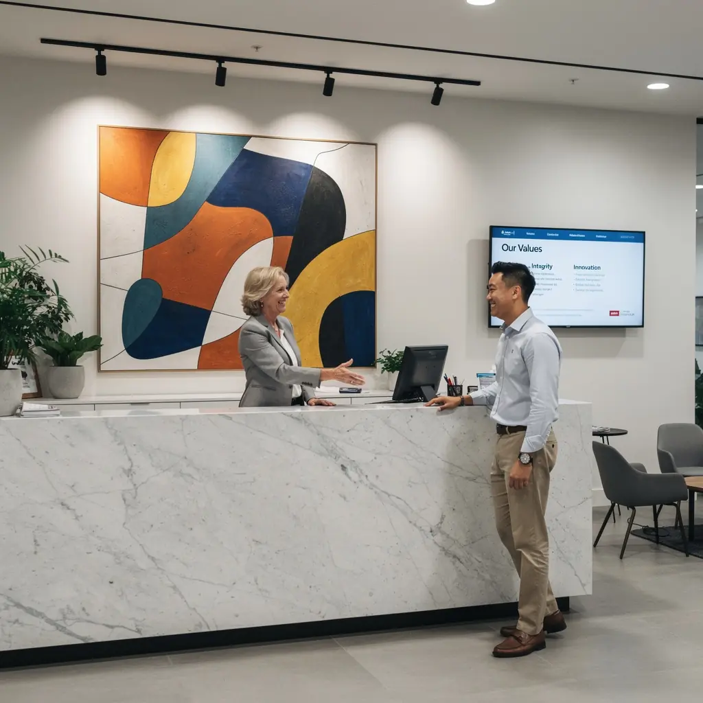 Элементы дизайна интерьера, подчеркивающие идентичность бренда.